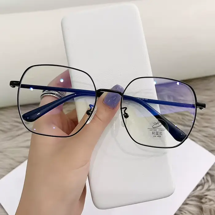 Lunettes Anti-rayonnement pour myopie, en métal or Rose, pour femmes et hommes, grande monture, Anti