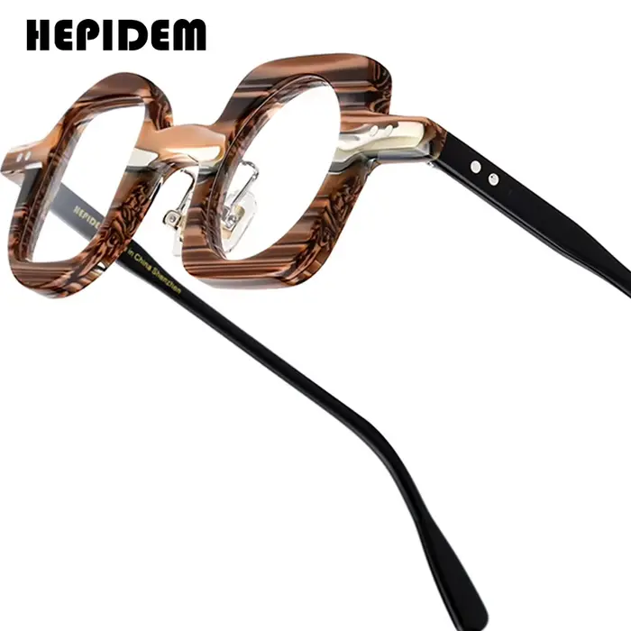 HEPIDEM-Lunettes à monture en acétate pour femmes, lunettes rondes surdimensionnées, lunettes faites