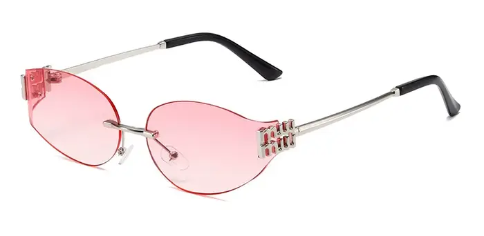 Lunettes de soleil ovales sans monture pour femmes, UV400, verres dégradés noirs surdimensionnés, mo