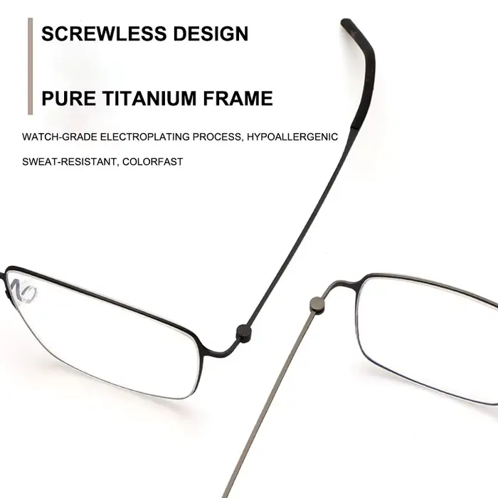 Lunettes de luxe en titane pur à bords fins, montures sans vis, ultra-légères, pour hommes d'affaires, décontractées