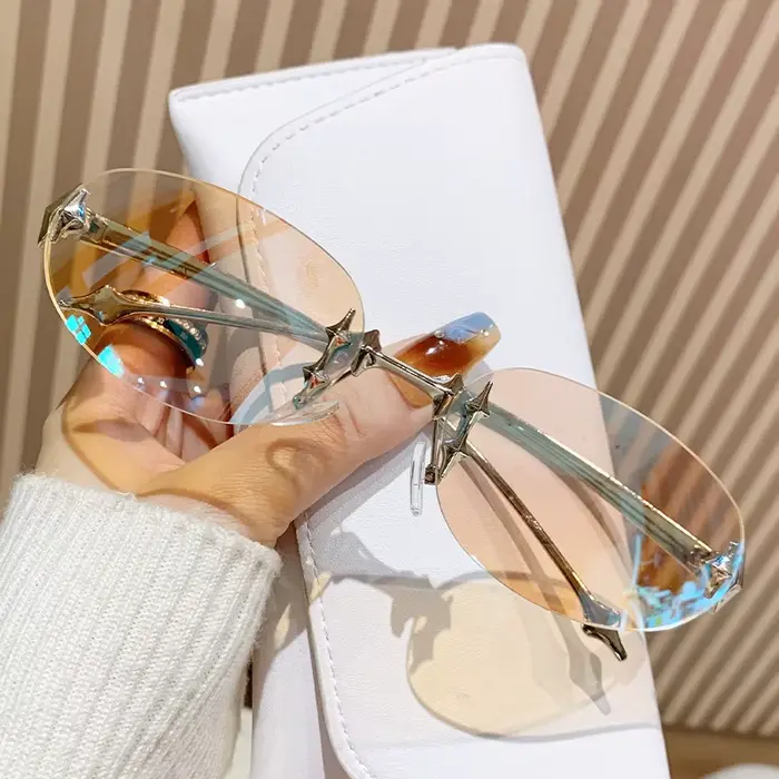 Lunettes de soleil Y2K uniques en alliage rose miroir pour femme