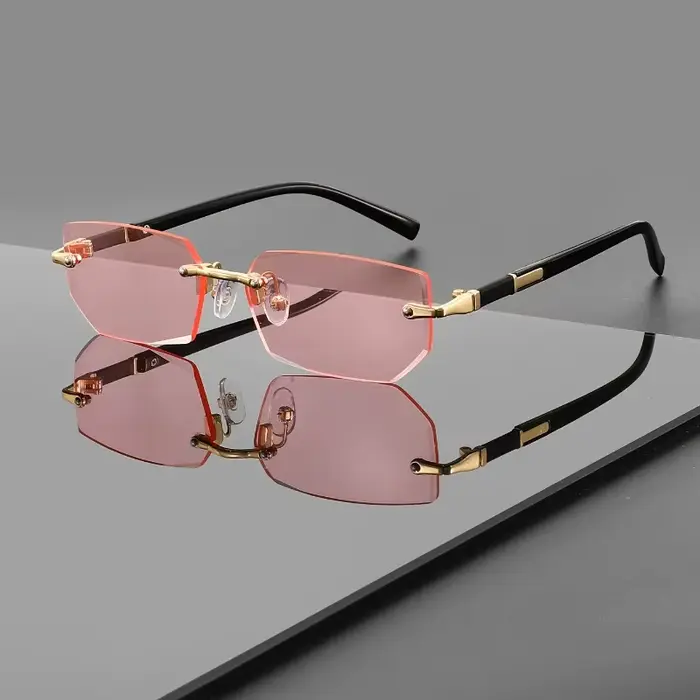 Lunettes carrées sans monture tendance et personnalisées pour hommes et femmes