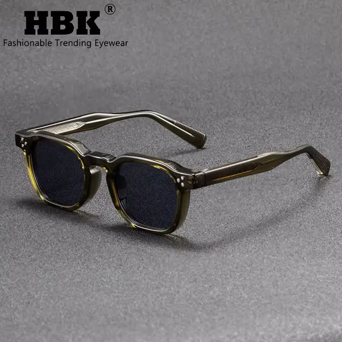 HBK-Lunettes de soleil carrées rétro pour hommes et femmes, lunettes de soleil punk, lunettes de pla