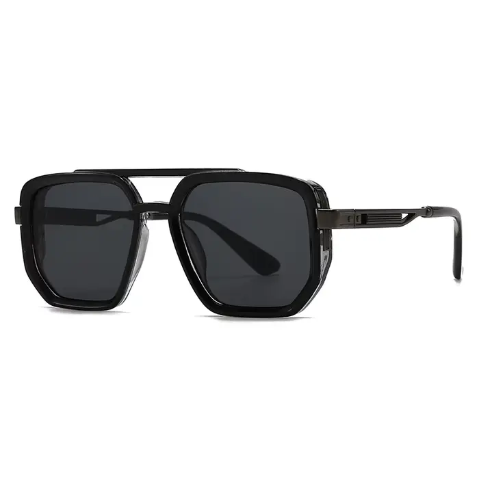 Lunettes de soleil vintage à double pont, carrées, pour femmes et hommes, style punk, de marque de l