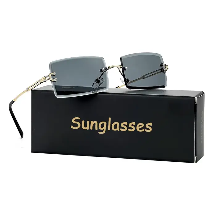 Lunettes de soleil rétro pour hommes et femmes, verres teintés, monture métallique, Vintage, sans mo