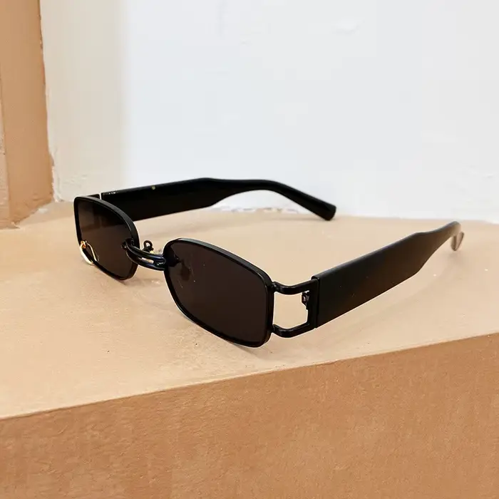 Buc& EI-Petites lunettes de soleil rectangulaires pour hommes et femmes, lunettes de soleil punk vin