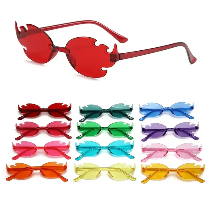 Lunettes de soleil flamme de feu colorées pour femmes et hommes