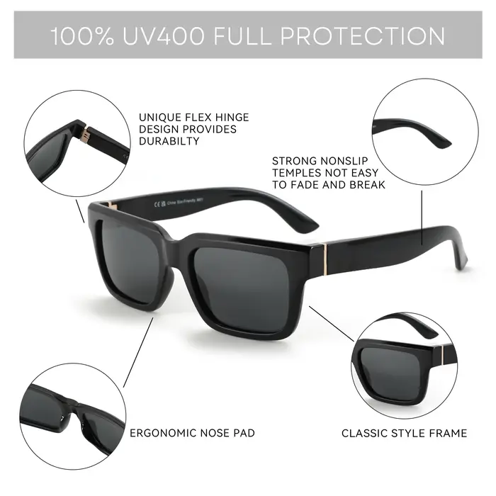 ZENOTTIC – lunettes de soleil rectangulaires pour hommes et femmes, polarisées, Protection UV400, cl
