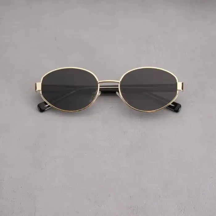 Lunettes de soleil en métal de conception de marque lunettes de soleil rétro rondes ovales unisexe l