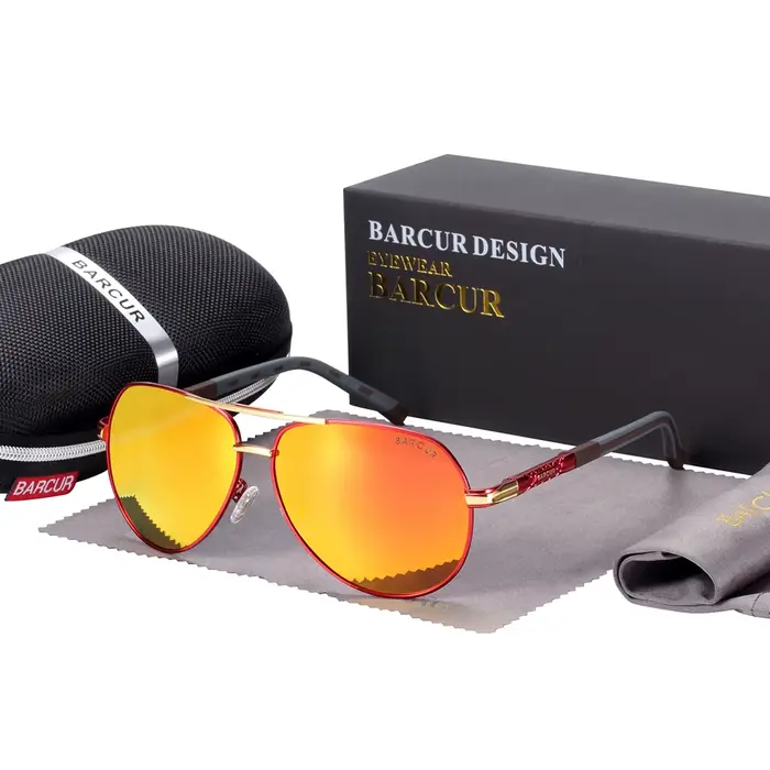 BARCUR-Lunettes de soleil pilote rétro pour hommes et femmes, lunettes de soleil miroir classiques,