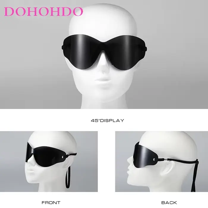 DOHOHDO rétro surdimensionné attaché corde lunettes de soleil pour femmes hommes marque Designe une
