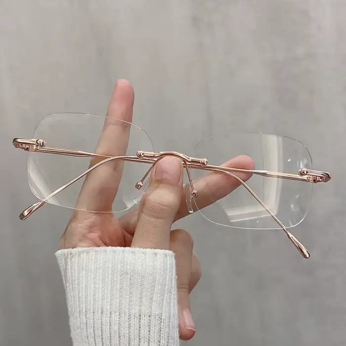 Lunettes de myopie sans monture pour femmes, lunettes élégantes à monture carrée, bloquant la lumièr