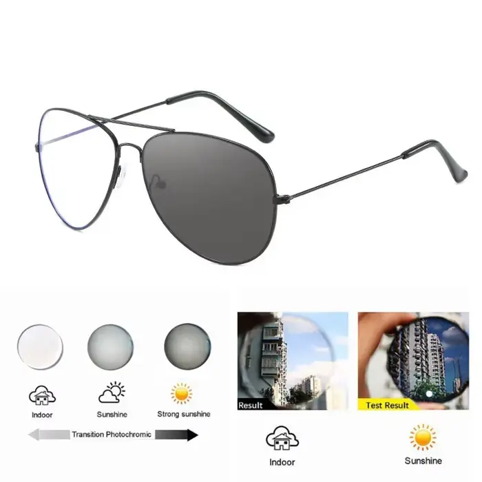 Lunettes de soleil photochromiques pour hommes et femmes, verres optiques, lunettes de conduite en p