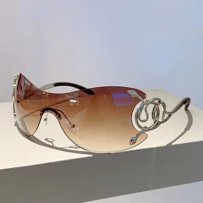 Y2K – lunettes de soleil de styliste sans bords pour hommes et femmes, une pièce, tendance, surdimen
