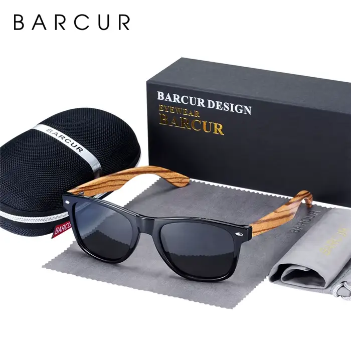 Lunettes de soleil en bois de zèbre naturel pour hommes et femmes
