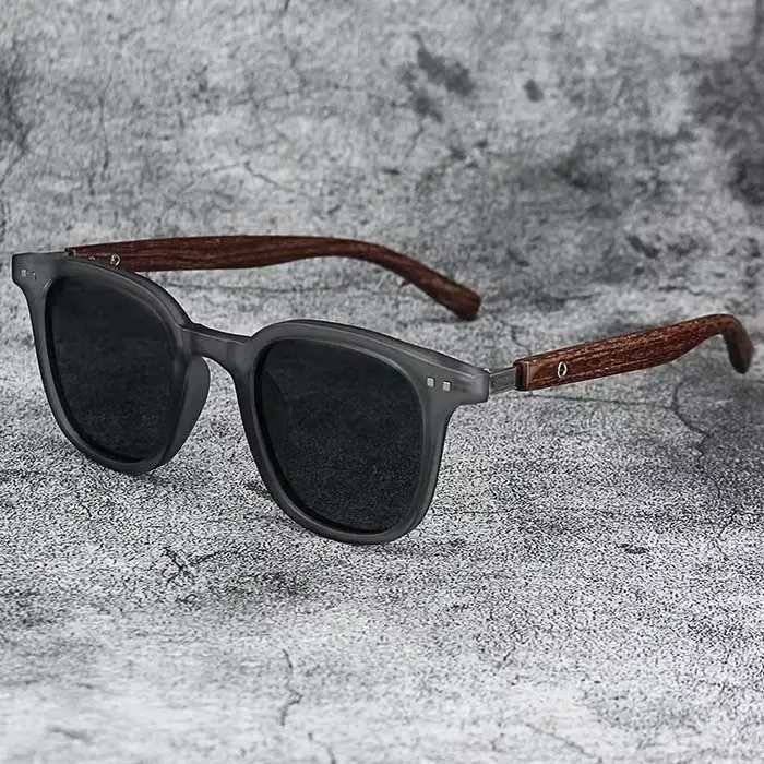 Lunettes de soleil polarisées classiques à monture en bois vintage pour hommes