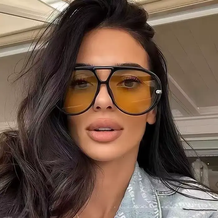 Lunettes de soleil ovales Orange à grande monture pour femmes, nouvelle mode, marque d'été, lunettes
