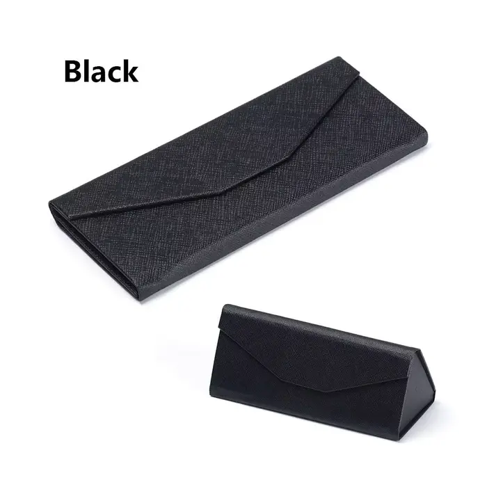 Boîte à lunettes triangulaire pliable unisexe à motif croisé couleur bonbon, étui à lunettes de sole