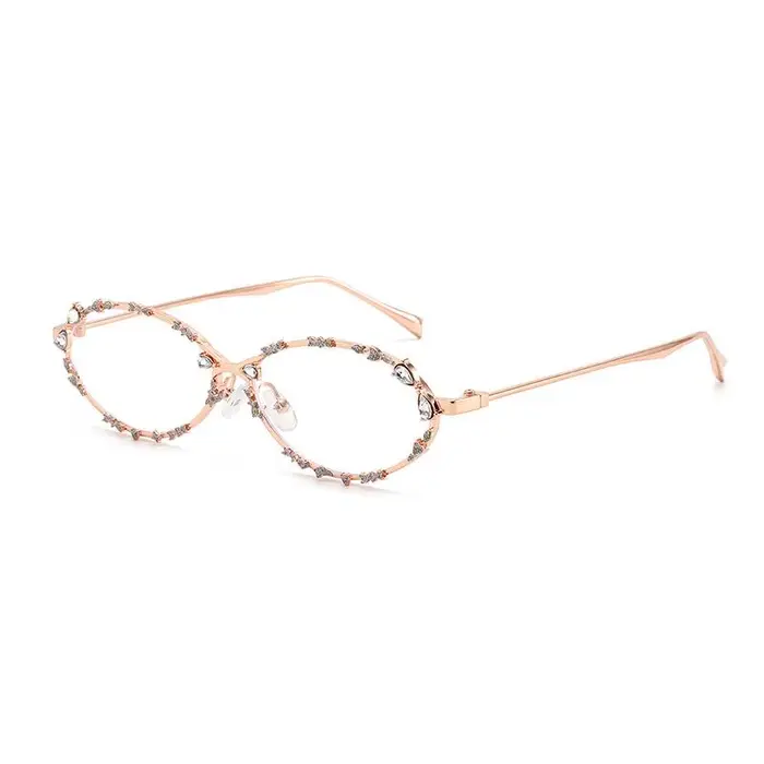 Y2K – lunettes ovales à strass, nouvelle mode coréenne, blocage de la lumière bleue de rue, monture 