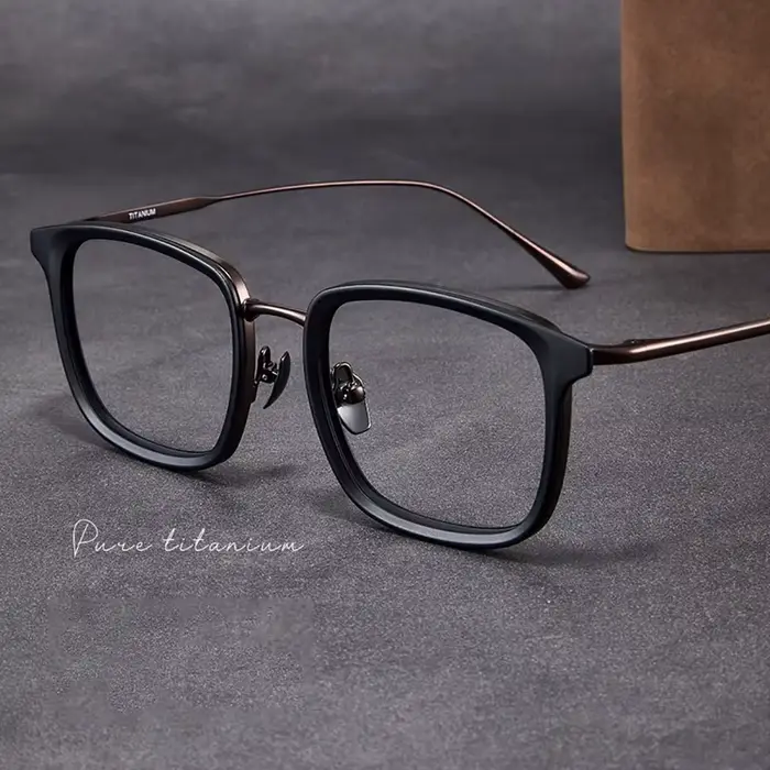 Monture de lunettes carrée en titane pur, style rétro vintage, montures optiques légères pour hommes