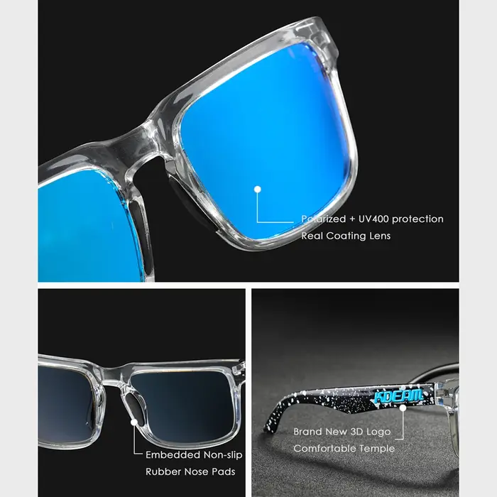 KDEAM-Lunettes de soleil carrées classiques pour hommes et femmes, lunettes de soleil polarisées de 