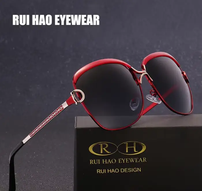 Lunettes de soleil polarisées pour femmes avec verres colorés, monture métallique tendance, accessoi