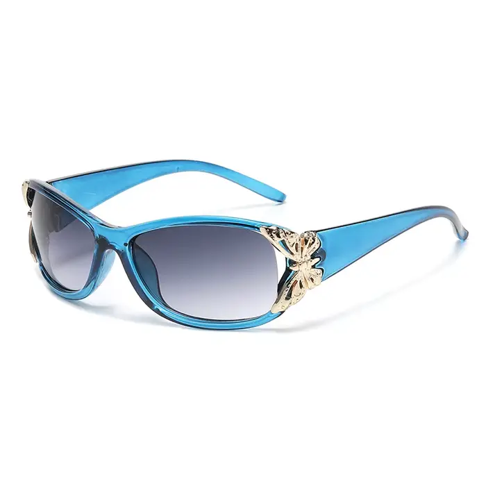 Lunettes de soleil pour femmes avec cadre décoré de papillons, style œil de chat, lunettes de soleil
