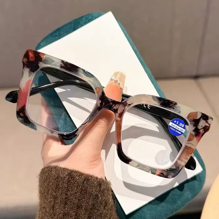 Lunettes de lecture de luxe imprimées flore pour femmes, tendance, nouveau Style, grand cadre, hyper