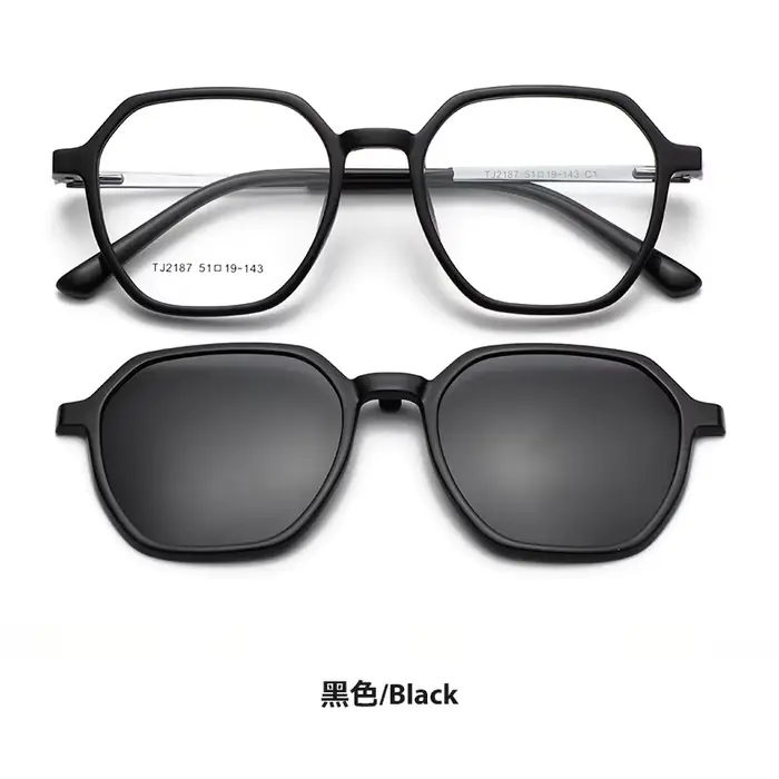Lunettes de soleil polarisées carrées polygonales pour myopie, Clip magnétique sur lunettes de lectu