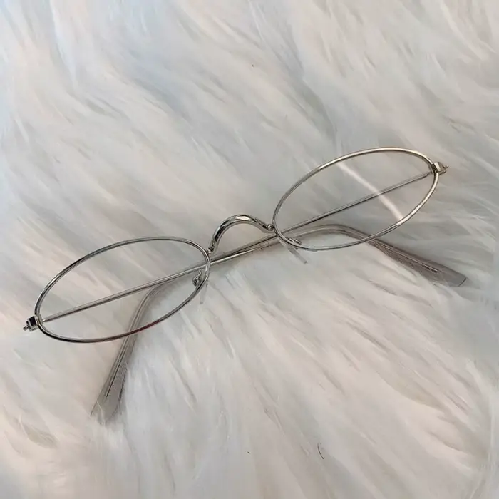 Y2K petites lunettes ovales en métal femmes filles Vintage