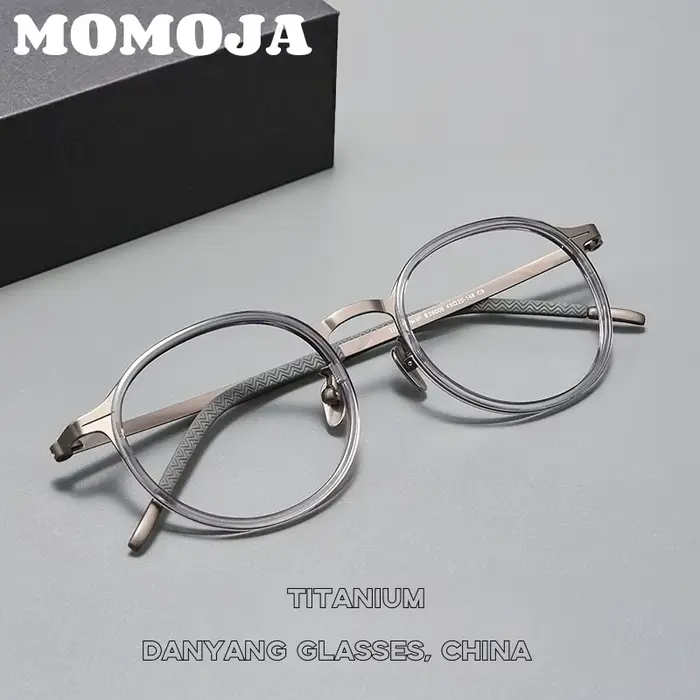 MOMOJA nouveau rétro TR90 + titane lunettes cadre hommes rétro rond monture de lunettes femmes conce