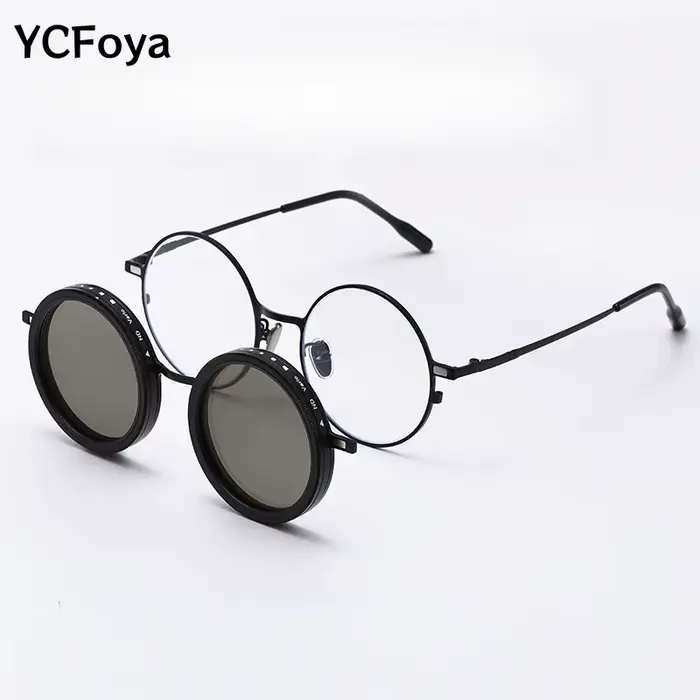 Lunettes à clip magnétique rondes pour hommes et femmes