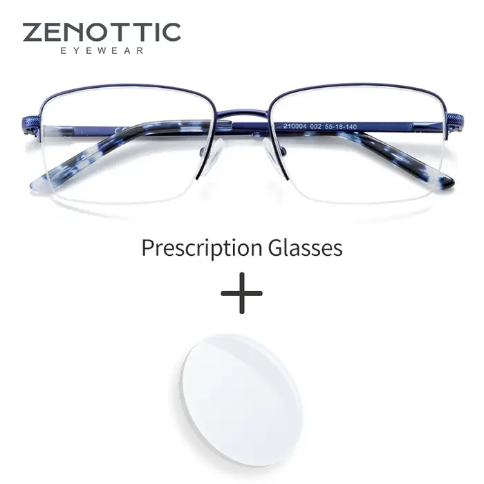 ZENOTTIC lunettes de Prescription demi-sans monture hommes Anti lumière bleue lunettes optiques phot