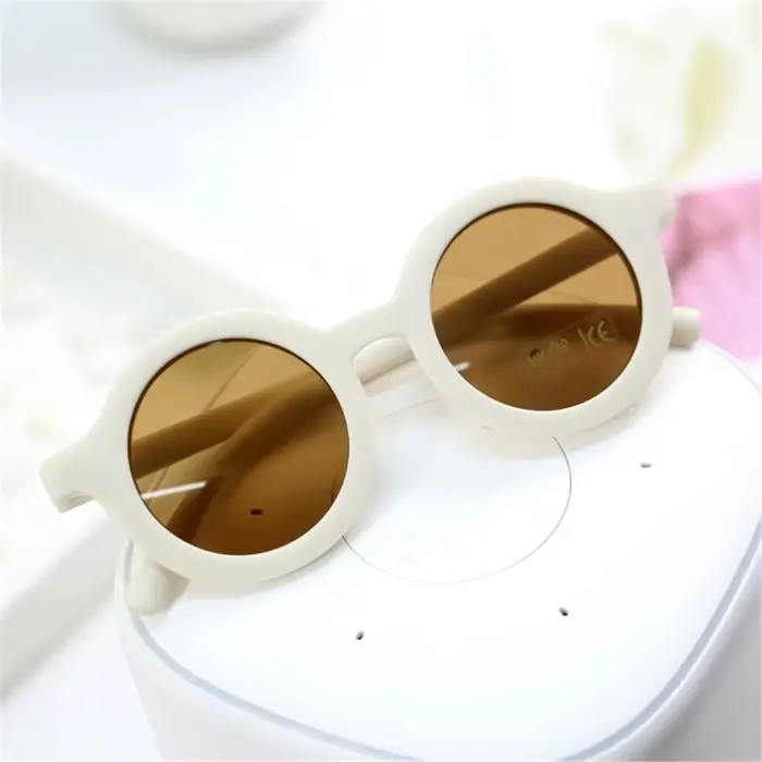 Lunettes de couleur unie en résine, rondes, pratiques, lunettes de soleil pour enfants, lunettes rét