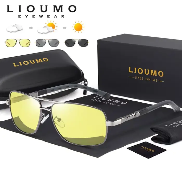 LIOUMO – lunettes de soleil polarisées pour hommes et femmes, photochromiques, pour la conduite, ant