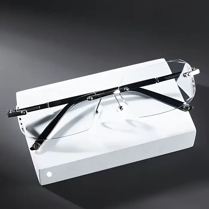 Lunettes plates sans monture à la mode pour hommes avec verres transparents