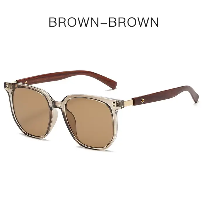 Lunettes de soleil TR90 à jambe de Grain de bois à la mode, lunettes de soleil de protection carrées