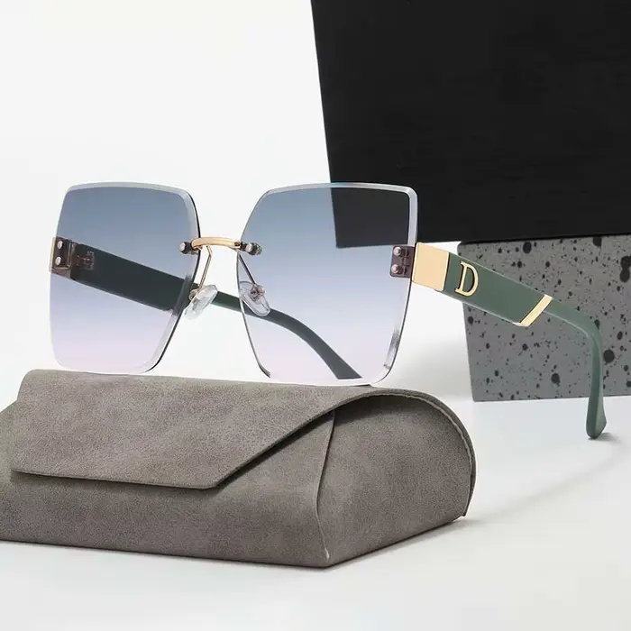 Lunettes de soleil carrées sans monture pour hommes et femmes