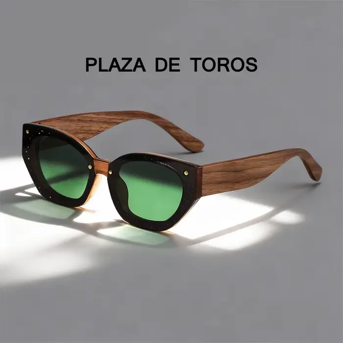 Lunettes de soleil polygonales Vintage en bois naturel pour hommes et femmes