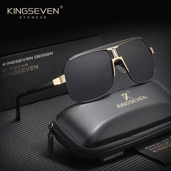 KINGSEVEN Lunettes de soleil de luxe modernes pour hommes et femmes, polarisées UV400, monture large
