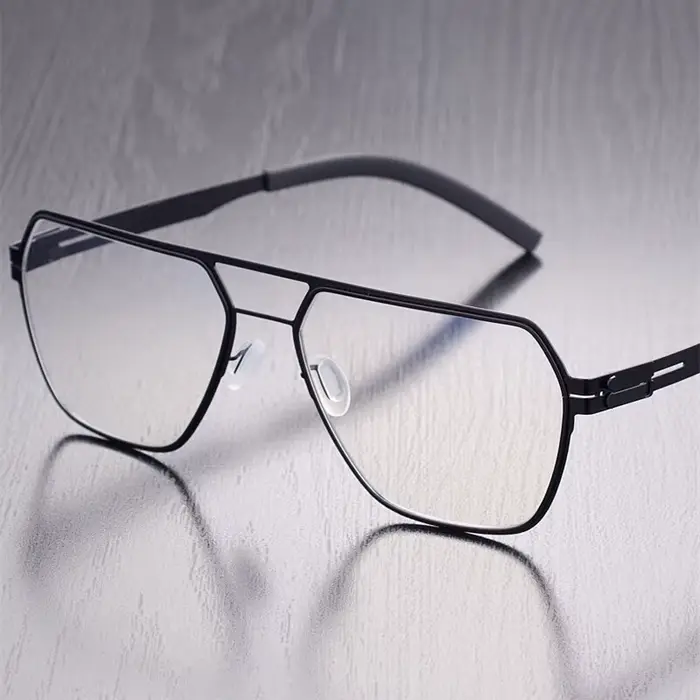 Monture de lunettes sans vis de marque allemande, grande taille pour hommes, style pilote à double p