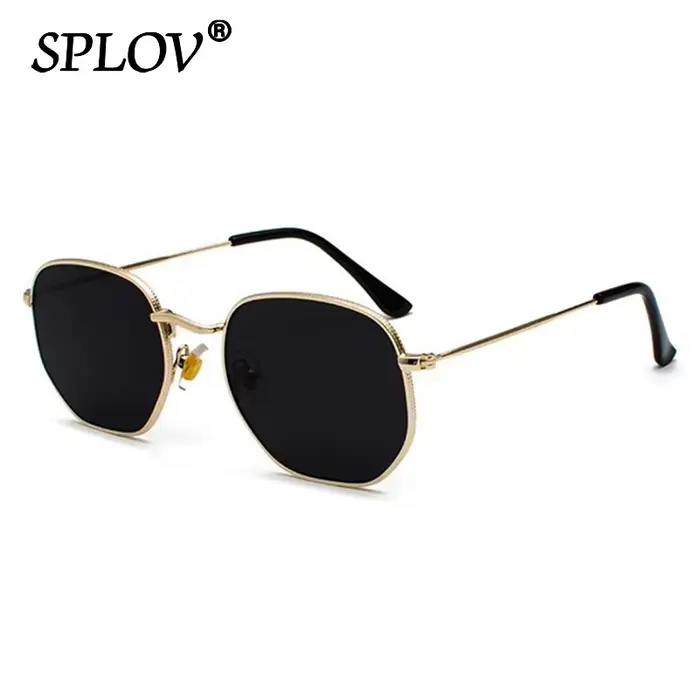 Hexagone hommes femmes lunettes de soleil carré polygone lunettes de soleil marque concepteur rétro 