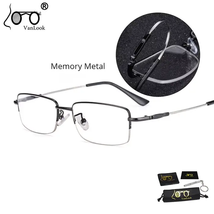VANLOOK hommes mémoire titane lunettes demi-monture