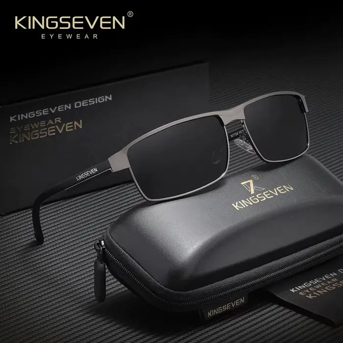 KINGSEVEN Lunettes de soleil polarisées rectangulaires UV400 pour hommes, lunettes de cyclisme, lune