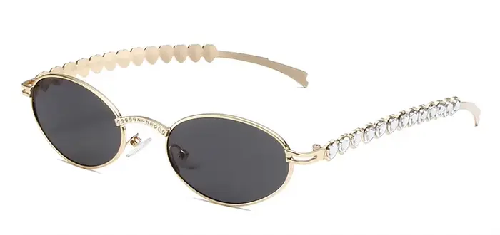 Femmes strass lunettes de soleil élégant ovale lunettes de soleil Vintage rond noir nuances hommes B
