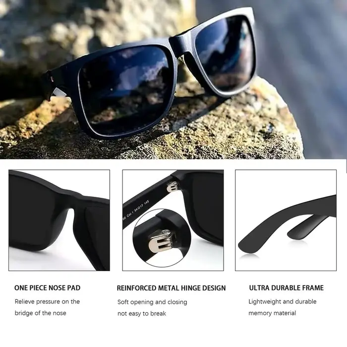 Jcorde I-Lunettes de soleil polarisées pour homme et femme, rectangulaires, pour la conduite, la cou