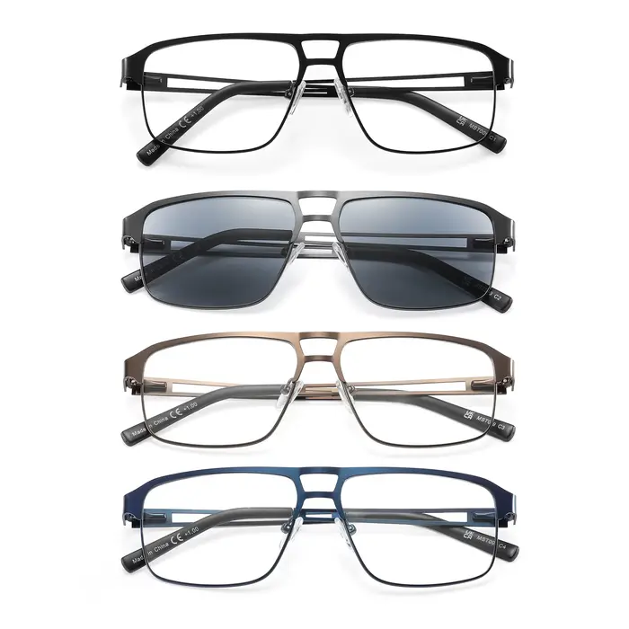 Lecteurs hommes lumière bleue bloquant les lunettes de lecture cadre en métal charnière à ressort pr