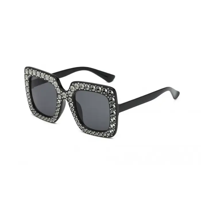 Lunettes de soleil surdimensionnées en diamant, grande monture carrée, UV400, en cristal, rétro, mon