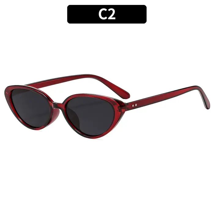 2025 femmes oeil de chat cadre lunettes de soleil à la mode bordeaux rouge lunettes de soleil Uv400 