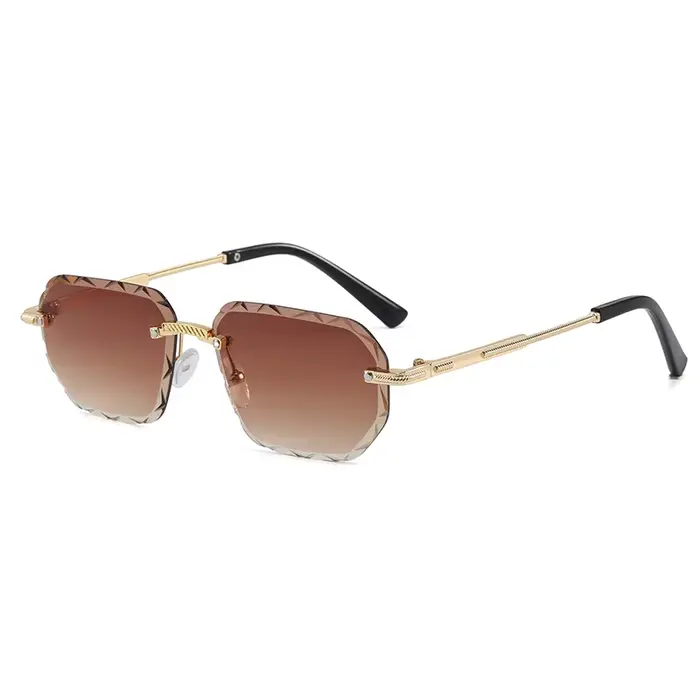 Lunettes de soleil carrées sans monture tendance pour femmes et hommes, verres dégradés élégants, mo